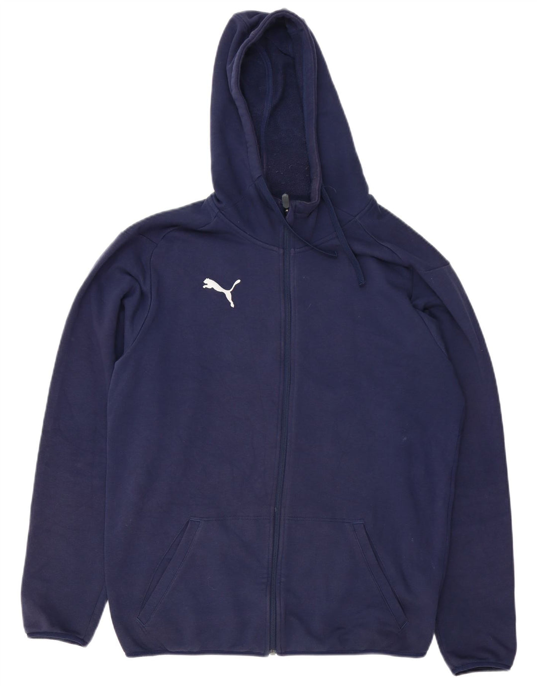 Puma Hombre Zip Sudadera Con Capucha Suéter Medio Azul Marino Algodón