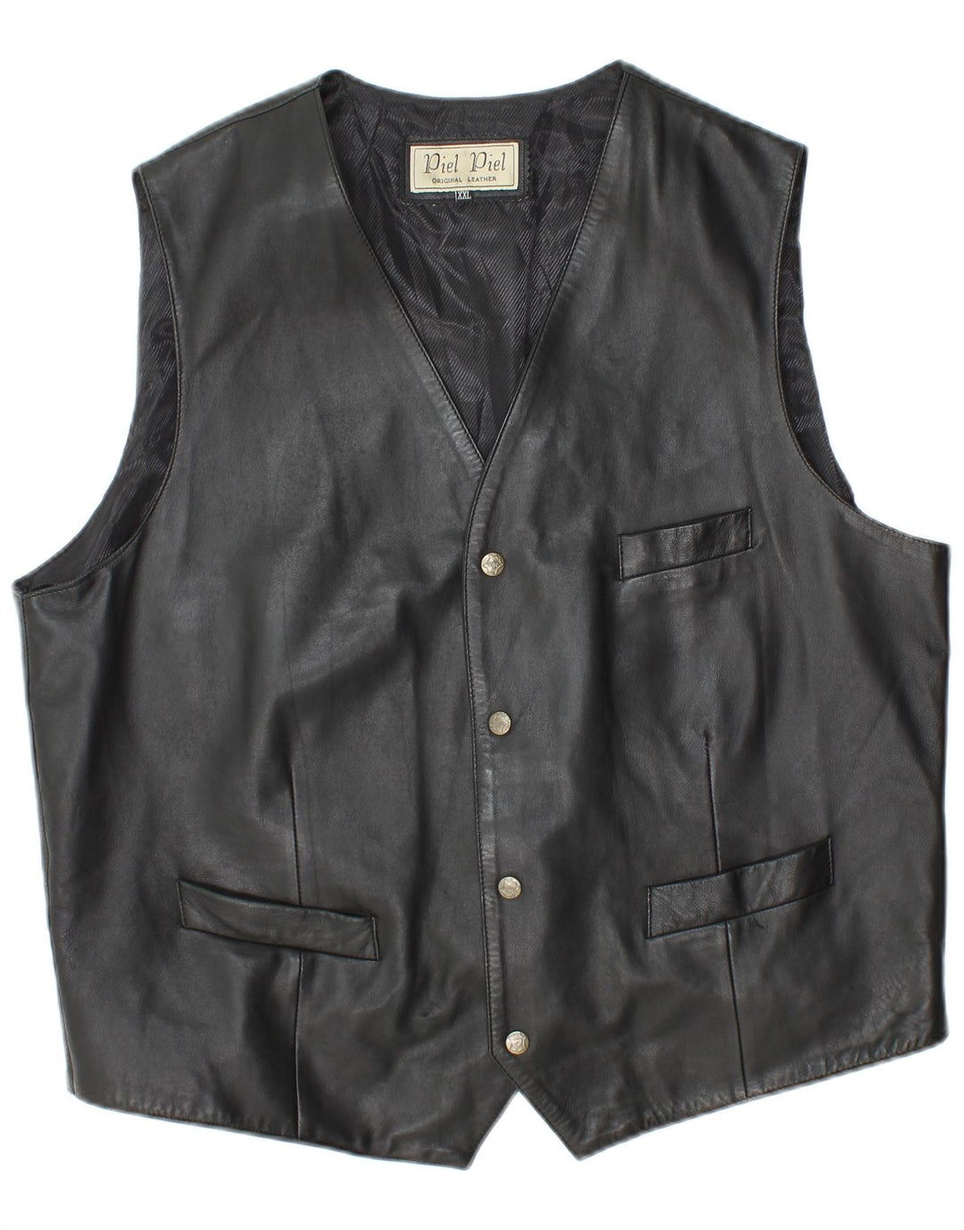 Chaleco de cuero vintage para hombre 2XL cuero negro