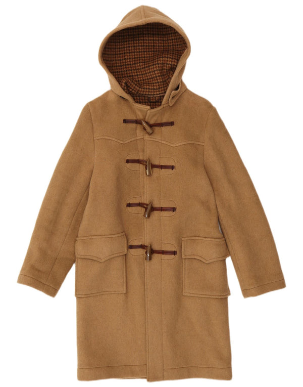 VINTAGE Mujer Capucha Duffle Abrigo Reino Unido 10 Pequeño Beige