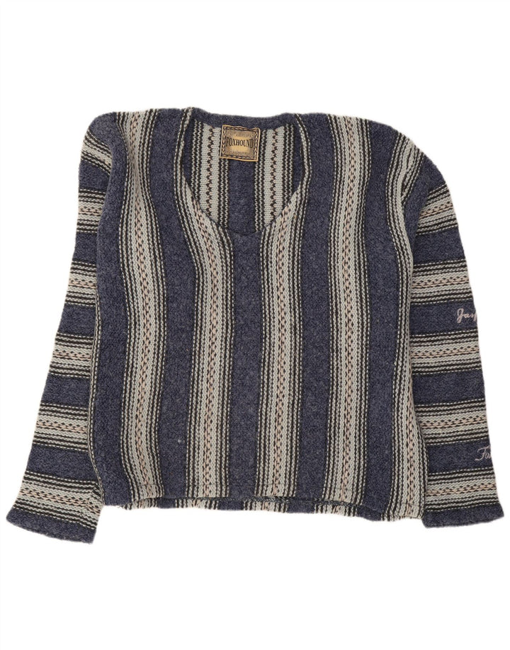 Foxhound - Jersey con cuello en V para hombre, talla grande, color azul marino a rayas