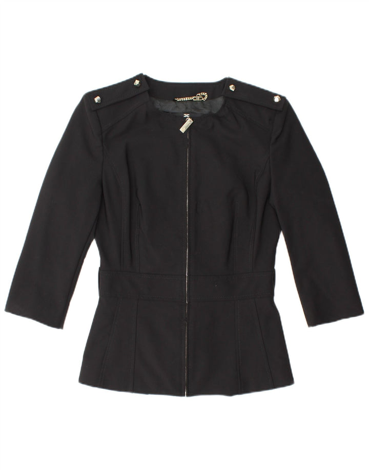 ELISABETTA FRANCHI Chaqueta blazer de manga 3/4 para mujer IT 42 Mediano Negro