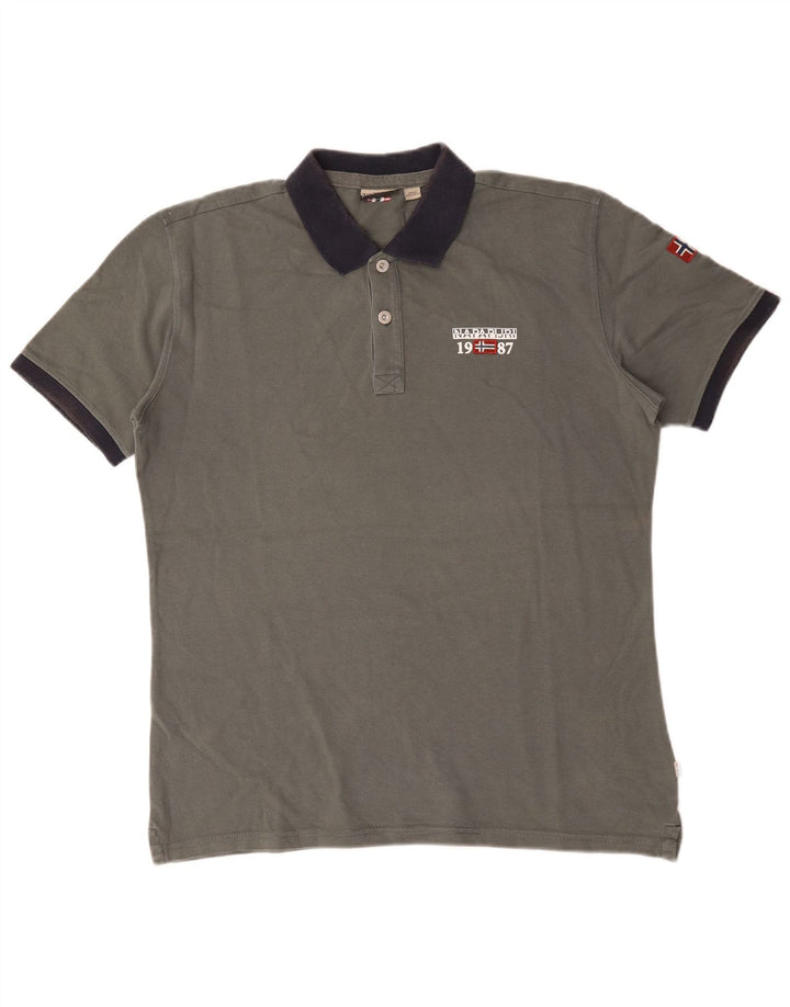 Napapijri Polo Hombre Grande Gris Algodón