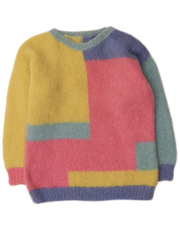 Vintage mujer barco cuello jersey suéter Reino Unido 16 grande multicolor