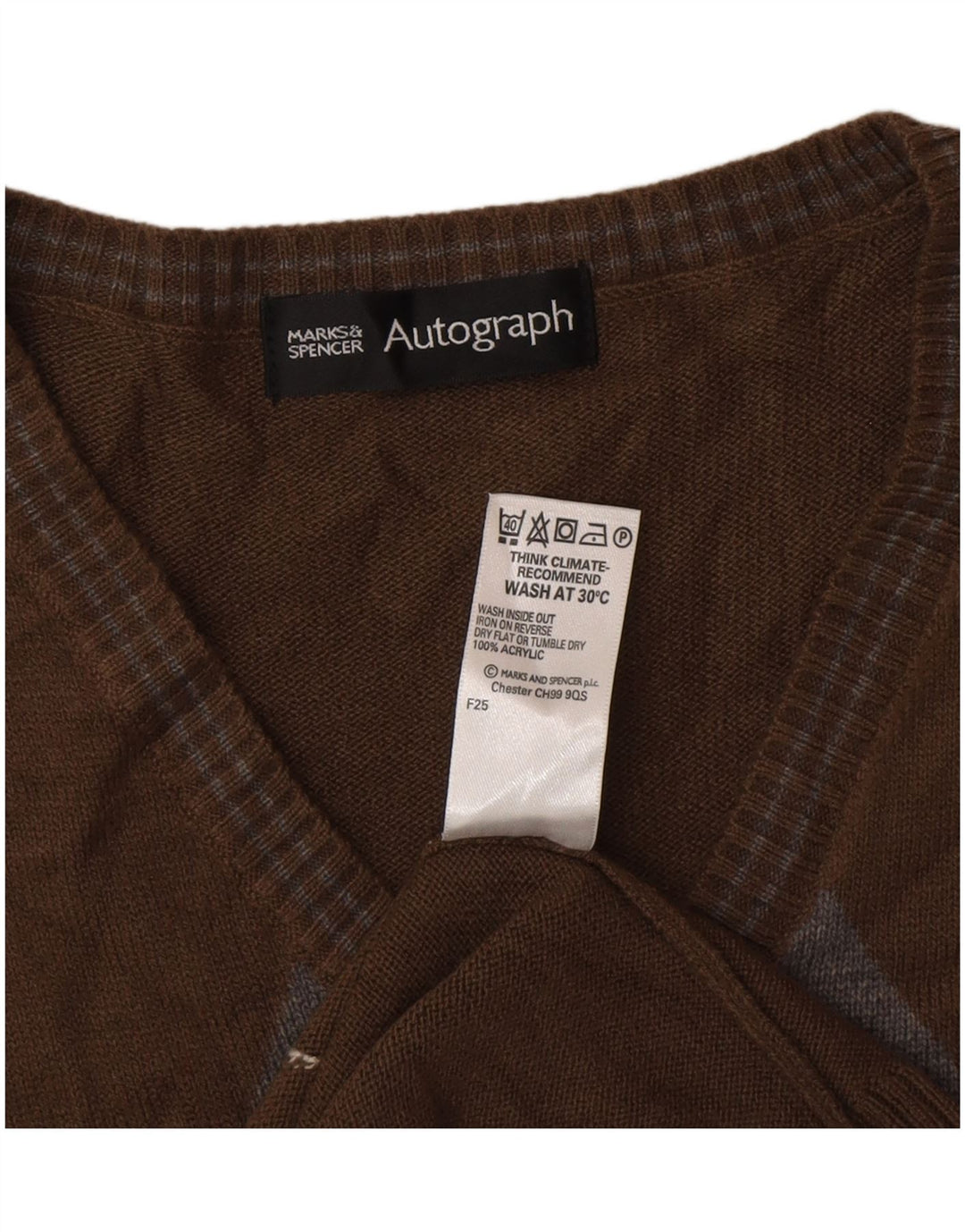 Marks & Spencer - Camiseta sin mangas para hombre con autógrafo, talla grande, color marrón clásico