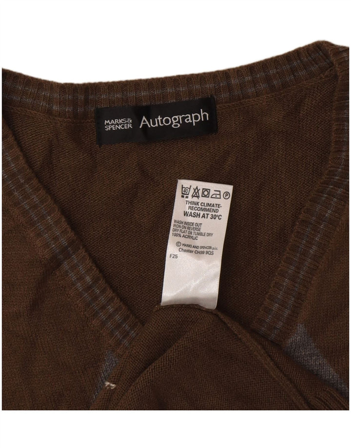 Marks & Spencer - Camiseta sin mangas para hombre con autógrafo, talla grande, color marrón clásico
