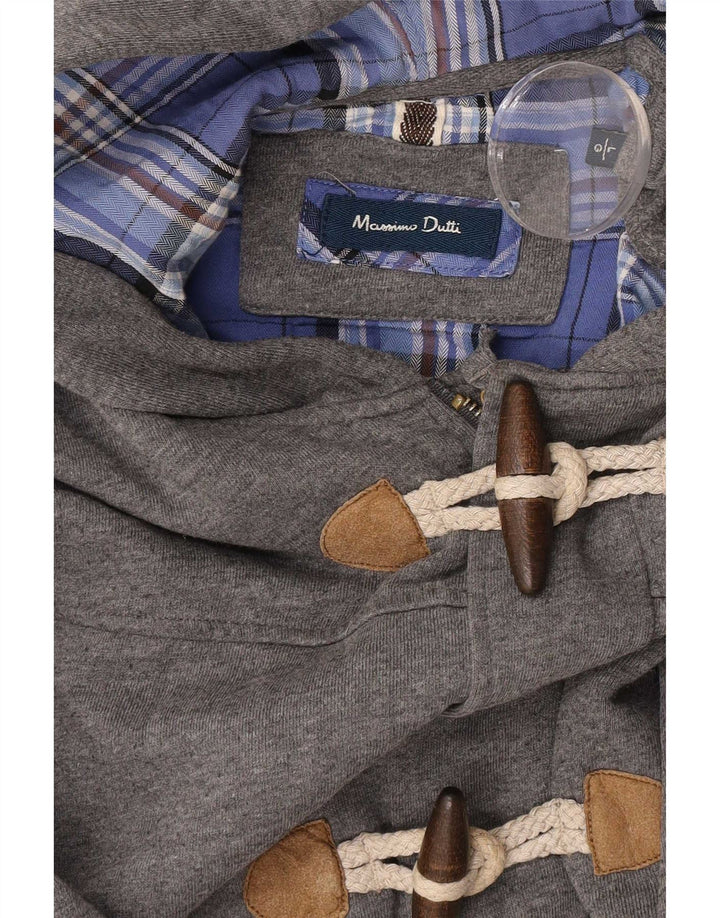 Massimo Dutti Hombre Zip Sudadera Con Capucha Suéter Grande Gris