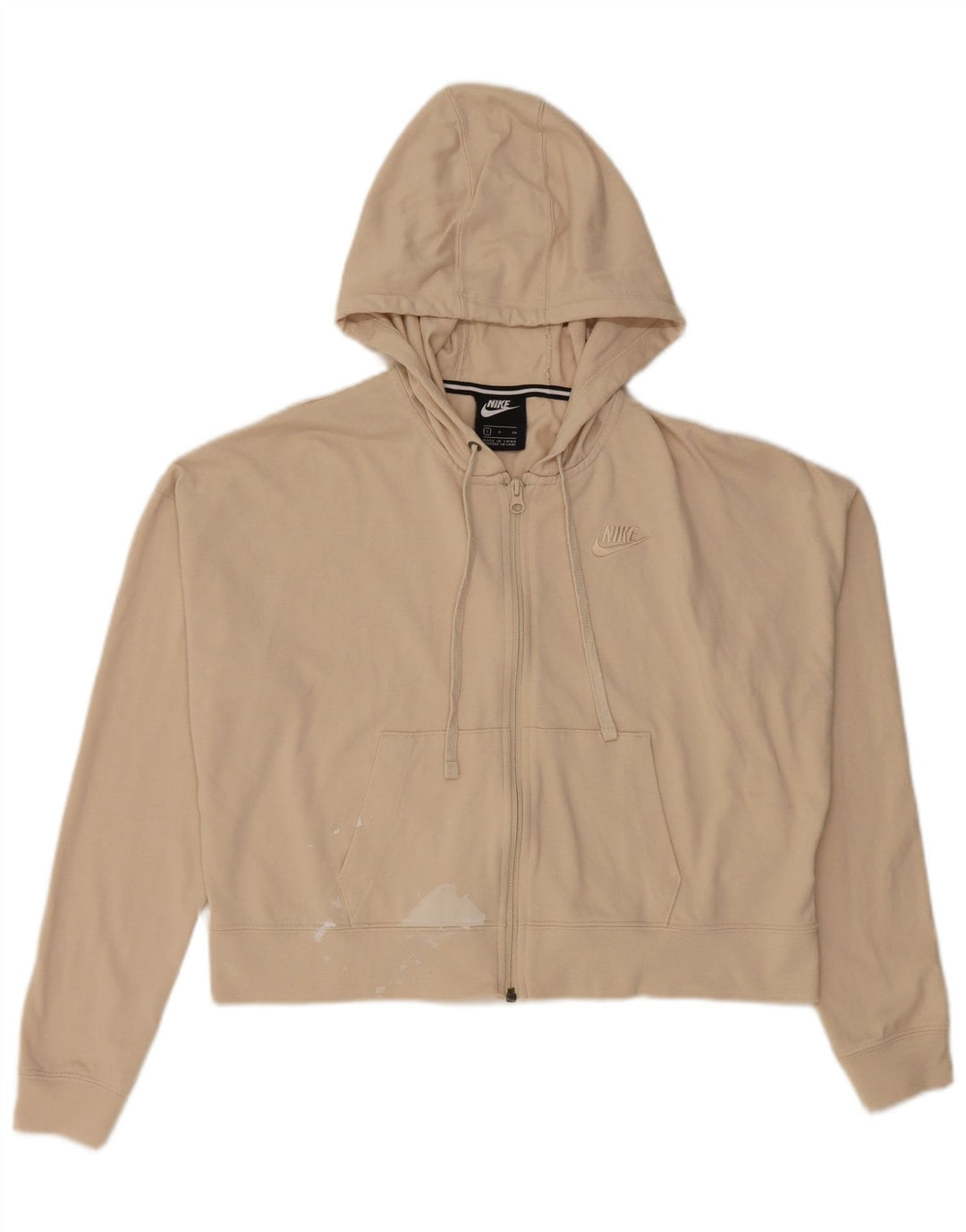 NIKE Sudadera con capucha y cremallera extragrande para mujer UK 10 Small Beige Poliéster