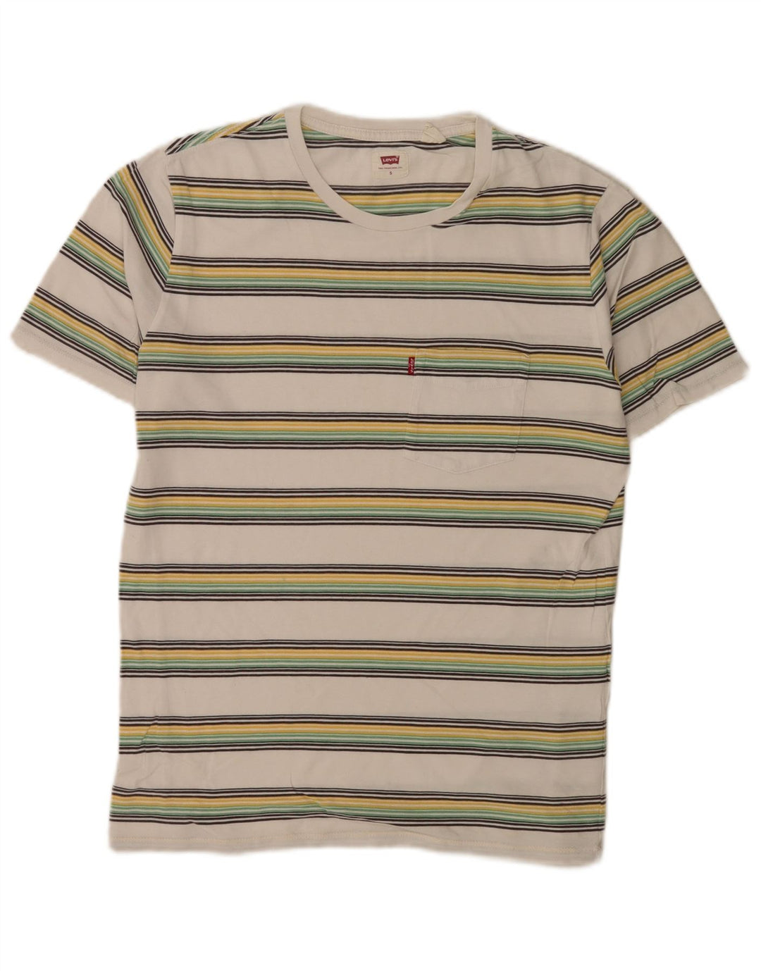Camiseta Levi's Hombre Top Small De Algodón A Rayas Blancas