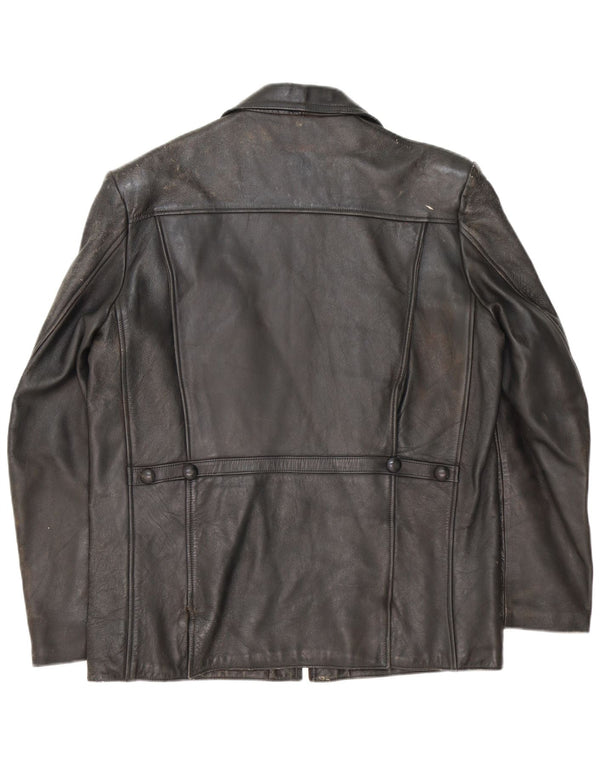 Vintage hombres chaqueta de cuero Reino Unido 40 grande negro