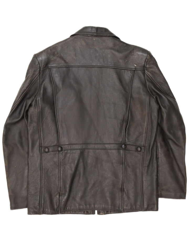 Vintage hombres chaqueta de cuero Reino Unido 40 grande negro