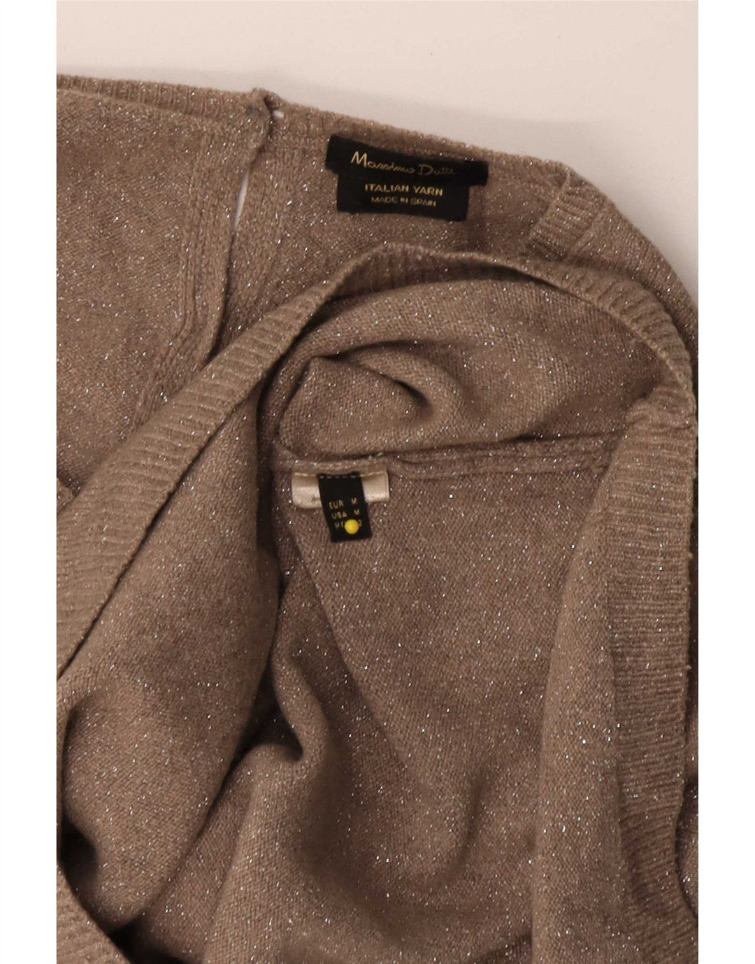 Massimo Dutti Jersey de Manga 3/4 con Cuello en V para Mujer UK 44 Marrón Medio