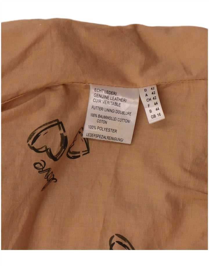 DAVID MOORE Chaqueta motera corta para mujer Reino Unido 40 Grande Cuero color block verde