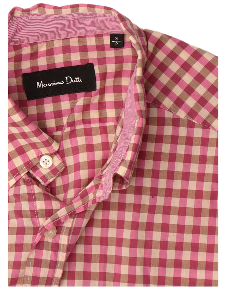 Camisa Massimo Dutti Hombre Cuadros Small Rosa