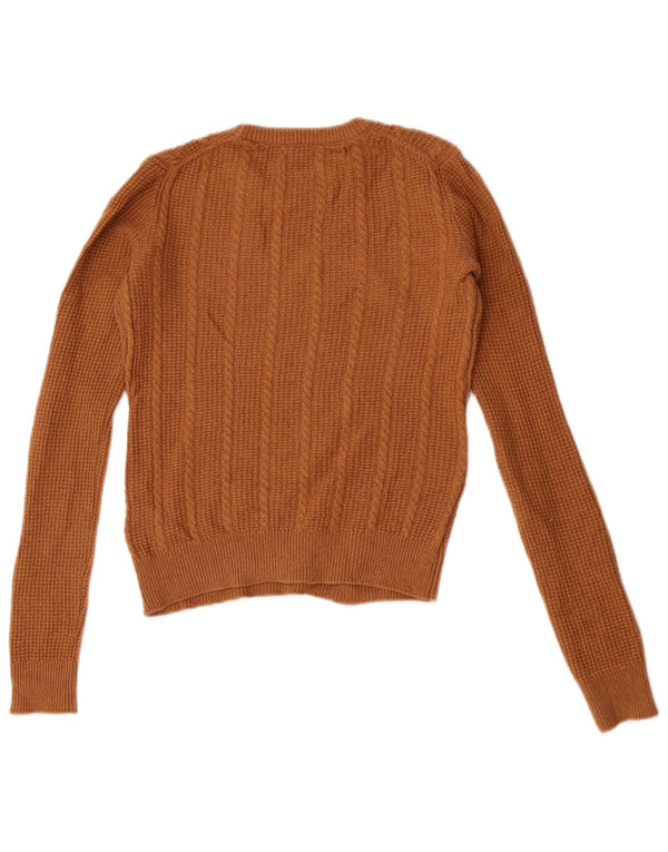Jack Wills Suéter corto con cuello redondo para mujer UK 8 Small Lana marrón
