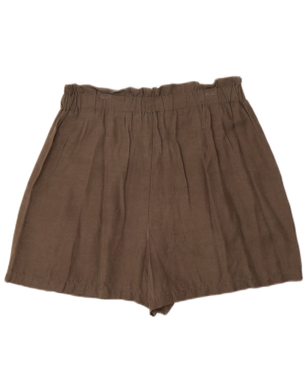 Zara Mujer Pantalones Cortos Casuales De Pierna Ancha Y Cintura Alta Medium W28 Khaki Cupro