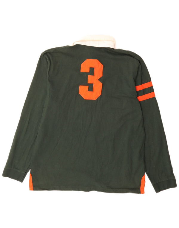 Asociación de Polo de EE. UU. Camiseta De Rugby De Manga Larga Con Estampado De Algodón Verde Medio Hombre