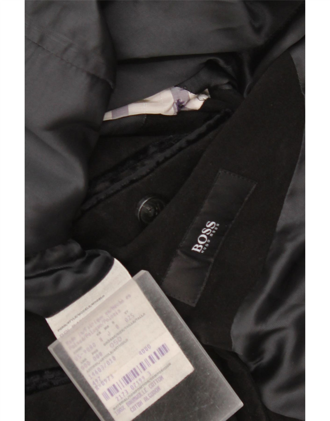 Hugo Boss Abrigo para hombre EU 50 Grande Algodón negro