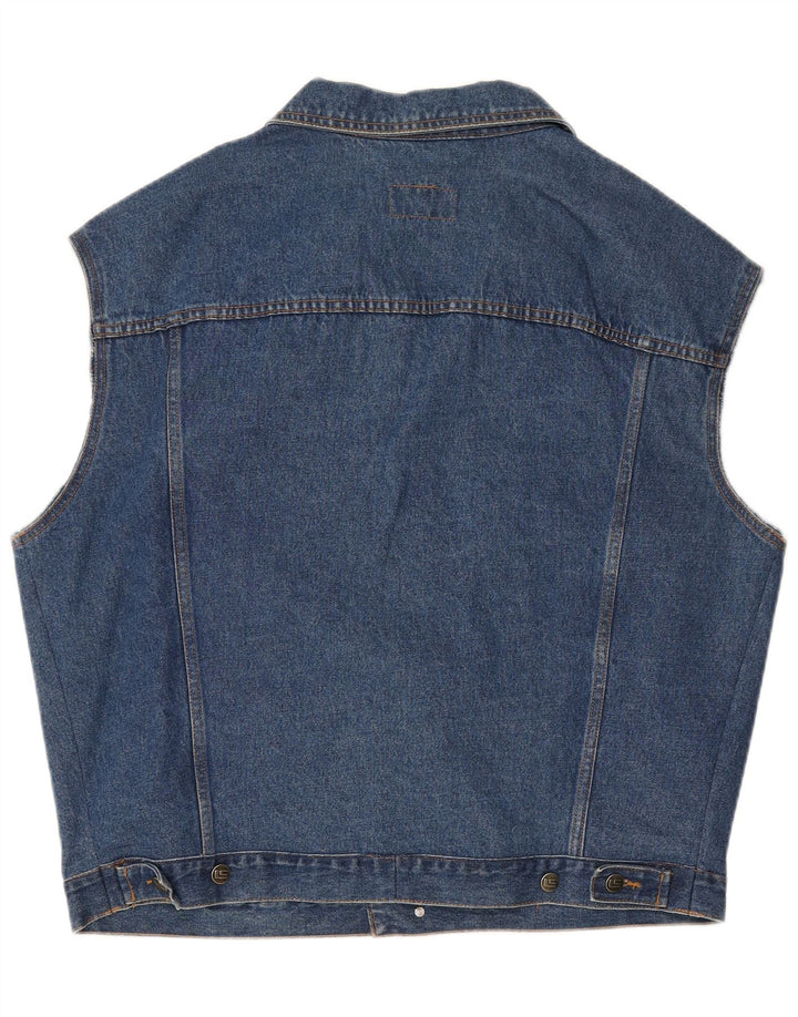 Vintage Hombres Denim Gilet Reino Unido 46 3XL Azul
