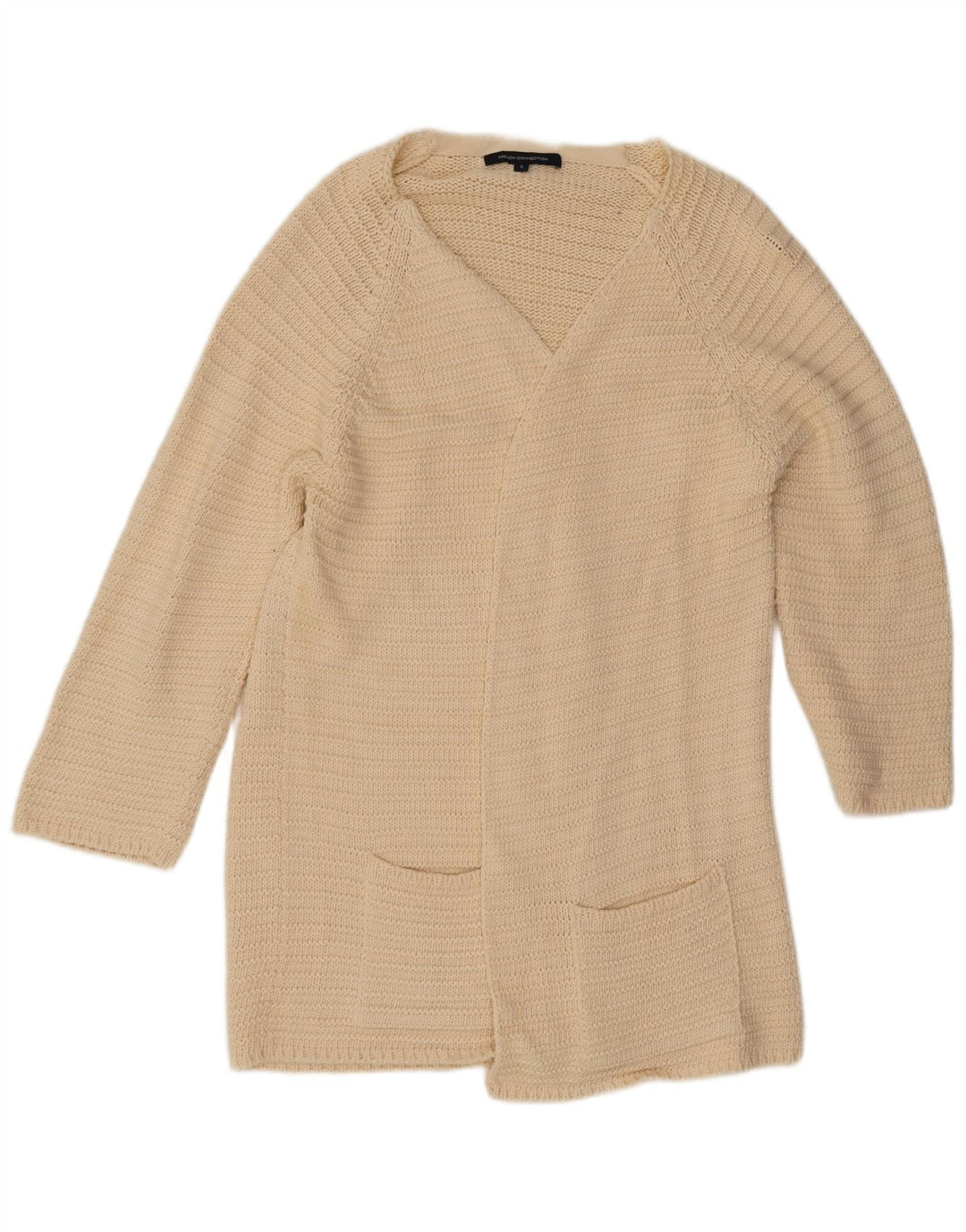 French Connection Suéter tipo cárdigan largo para mujer UK 40 Small Off White