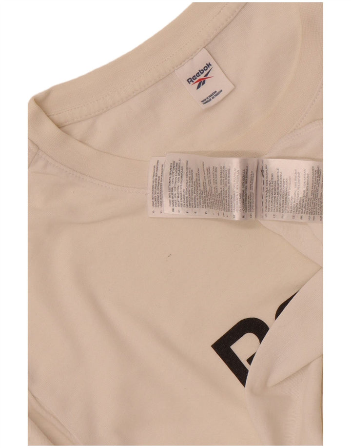 Reebok Camiseta gráfica para hombre Top Medium White Cotton