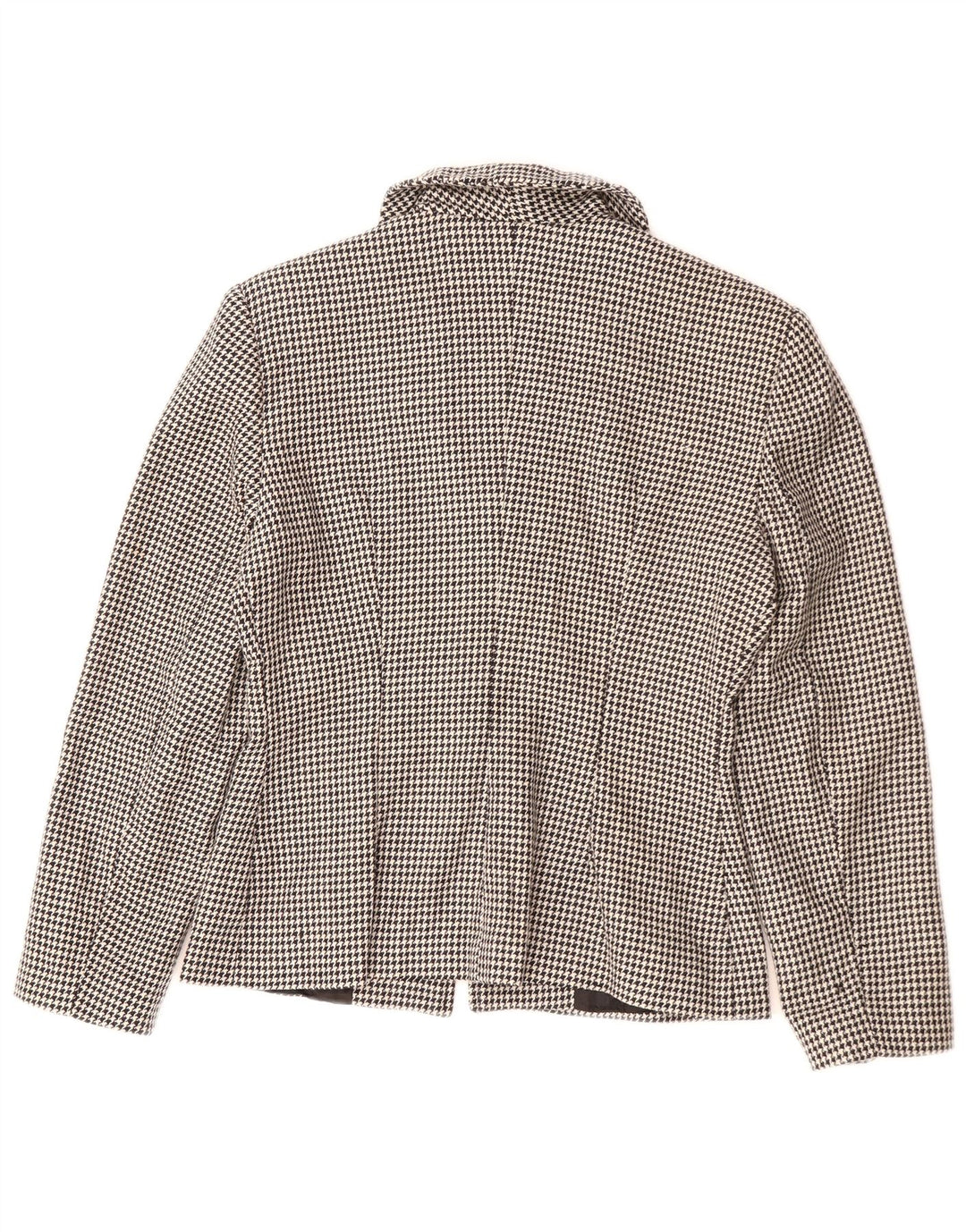 VINTAGE Chaqueta Blazer para Mujer IT 42 Lana de Pata de Gallo Negra Mediana