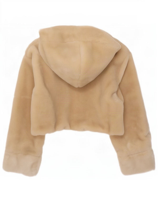 Vintage mujer de gran tamaño con capucha chaqueta de piel sintética Reino Unido 20 2XL Acrílico Beige
