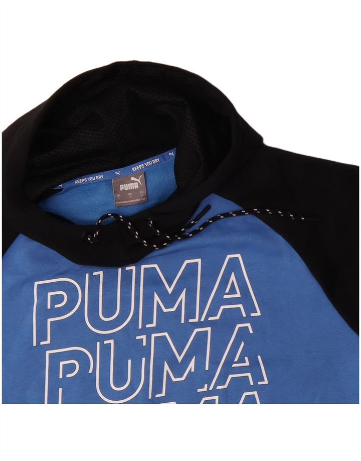 PUMA Jersey con capucha gráfica para hombre, talla pequeña, color azul