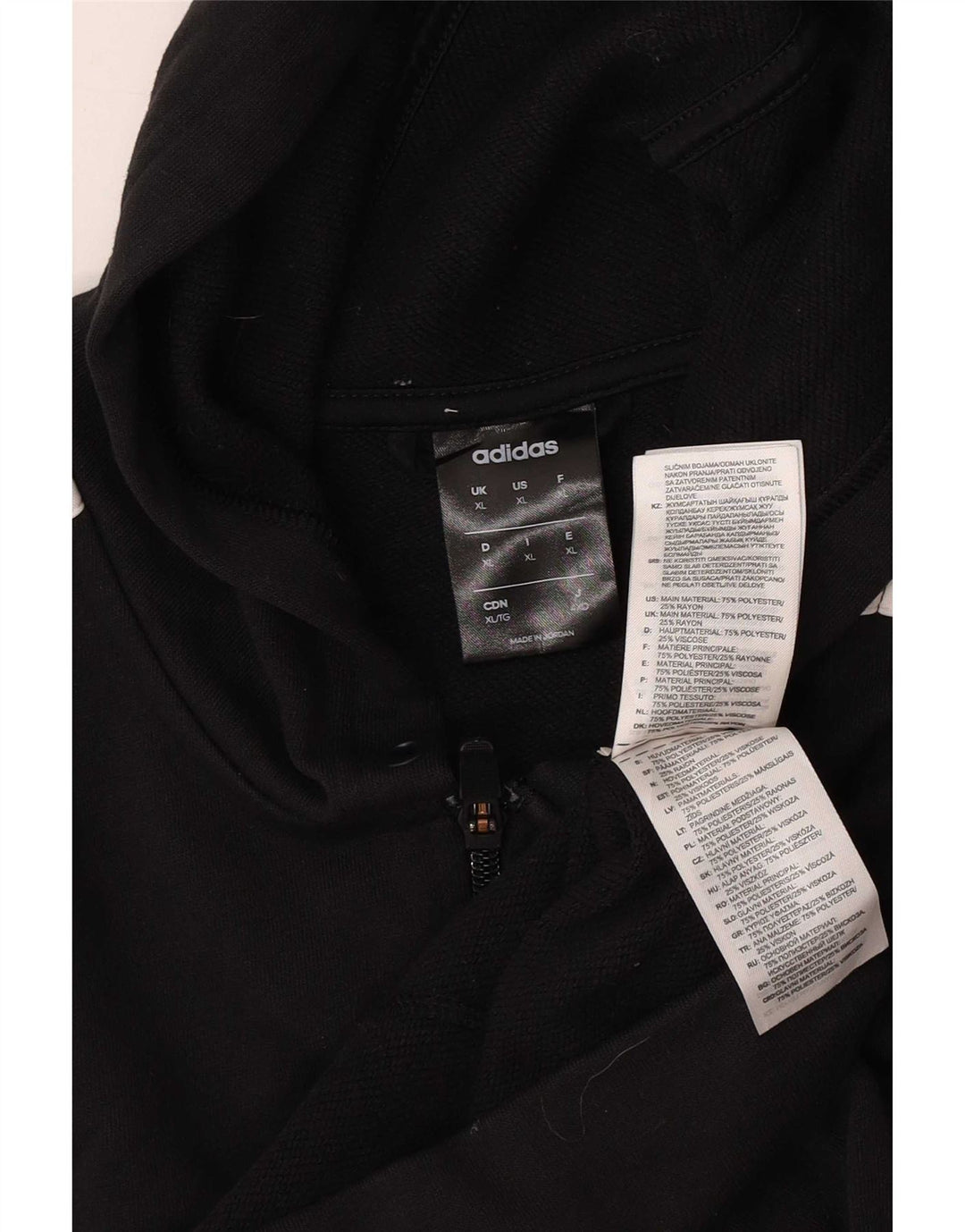 Adidas Sudadera con capucha y cremallera para hombre XL Poliéster negro