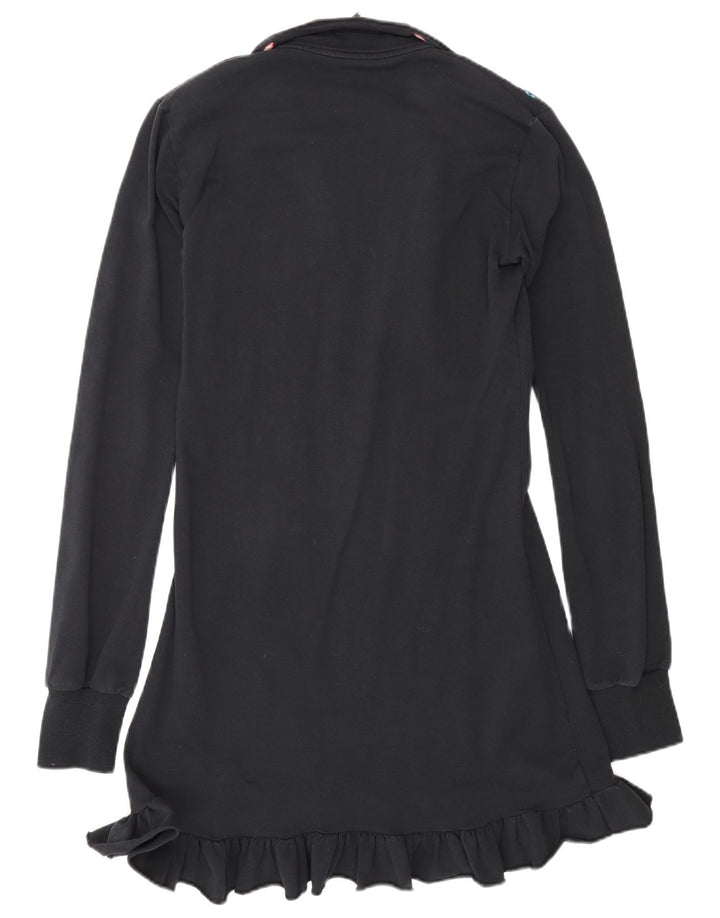 Fornarina Vestido básico de manga larga para mujer UK 42 Mediano Negro Floral Algodón