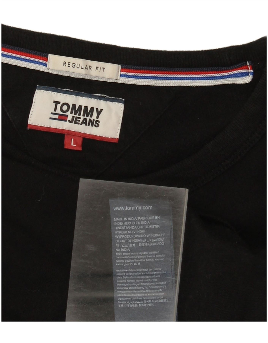 Tommy Hilfiger Top gráfico para hombre de manga larga de algodón negro grande