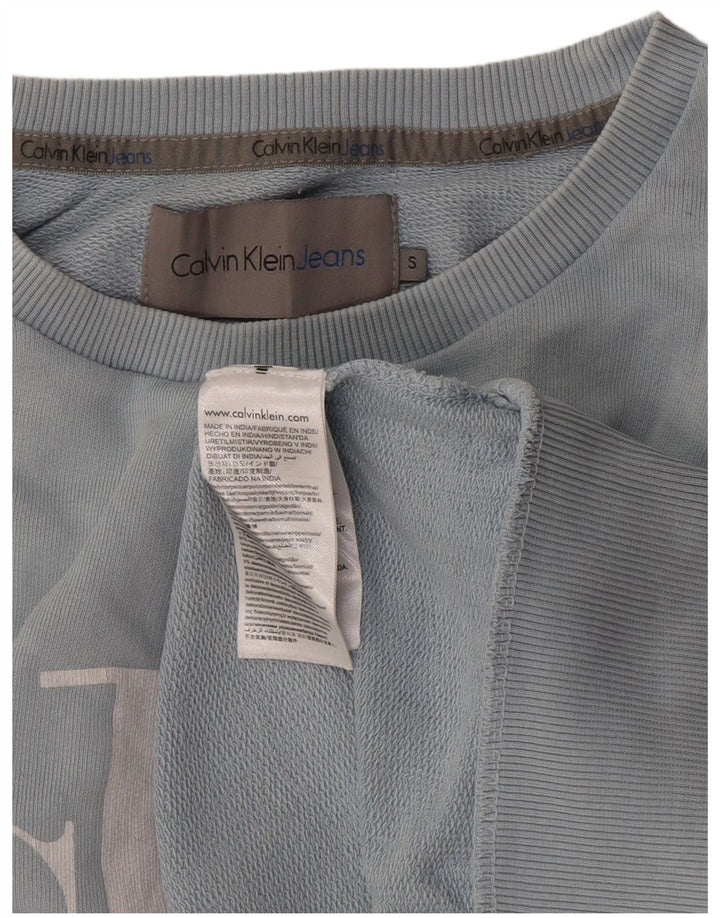 Calvin Klein Jeans Hombre Sudadera Gráfica Jersey Pequeño Algodón Azul