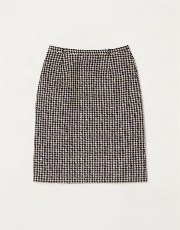 Eastex Falda midi para mujer UK 14 Medium W30 Lana de pata de gallo negra