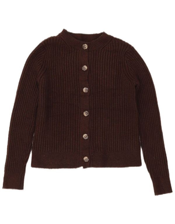 Marks & Spencer Suéter tipo cárdigan corto para mujer UK 10 Small Marrón Poliéster