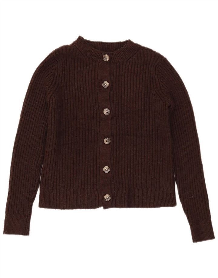 Marks & Spencer Suéter tipo cárdigan corto para mujer UK 10 Small Marrón Poliéster