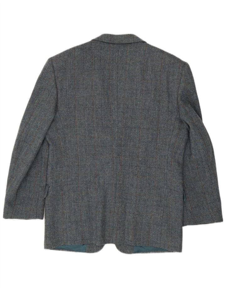 San Remo Chaqueta tipo blazer de 2 botones para hombre IT 50 Large Blue Herringbone