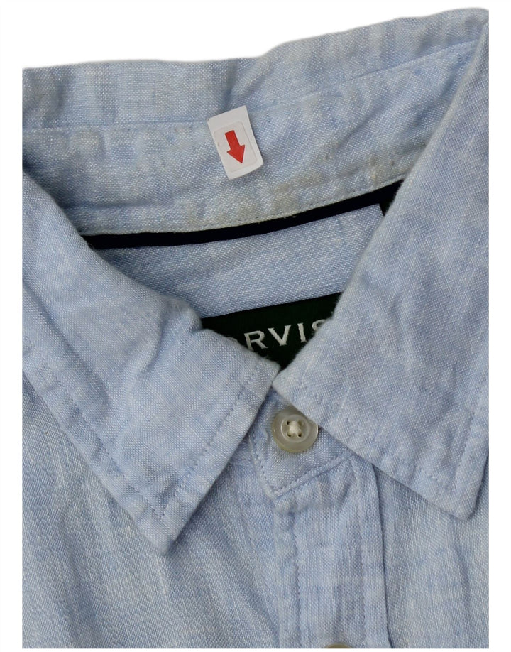 Camisa Orvis Manga Corta Hombre Lino Azul Grande