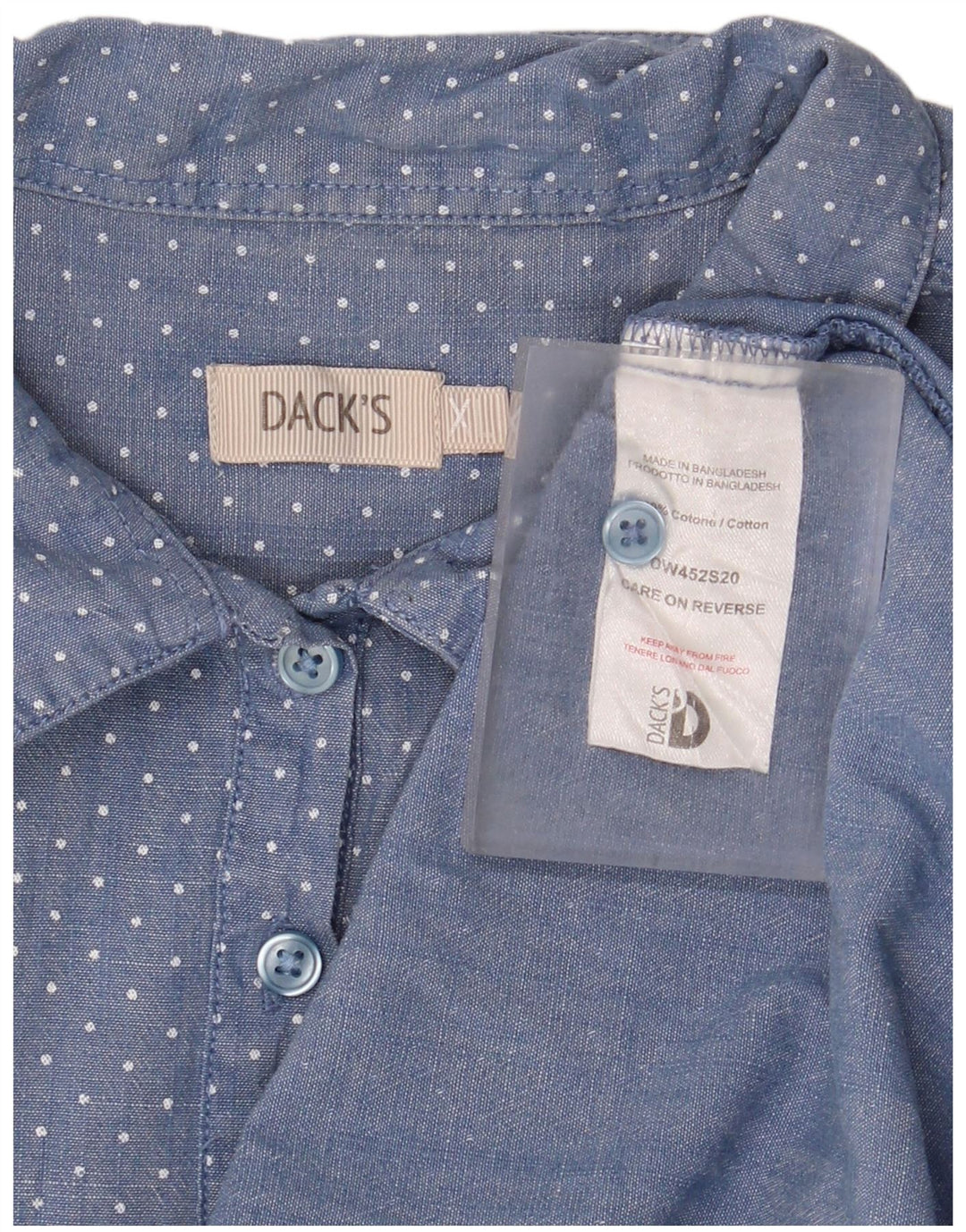 Dack's Camisa tipo jersey de manga corta para mujer UK 40 XL Algodón con lunares azules