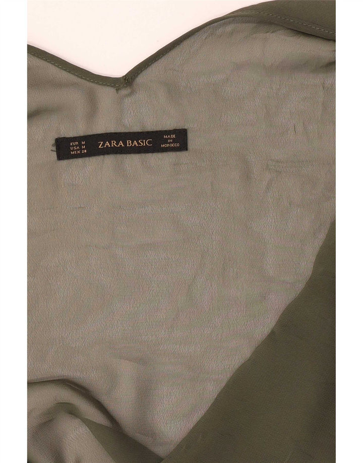Zara Top corto transparente para mujer UK 12 Medium Khaki
