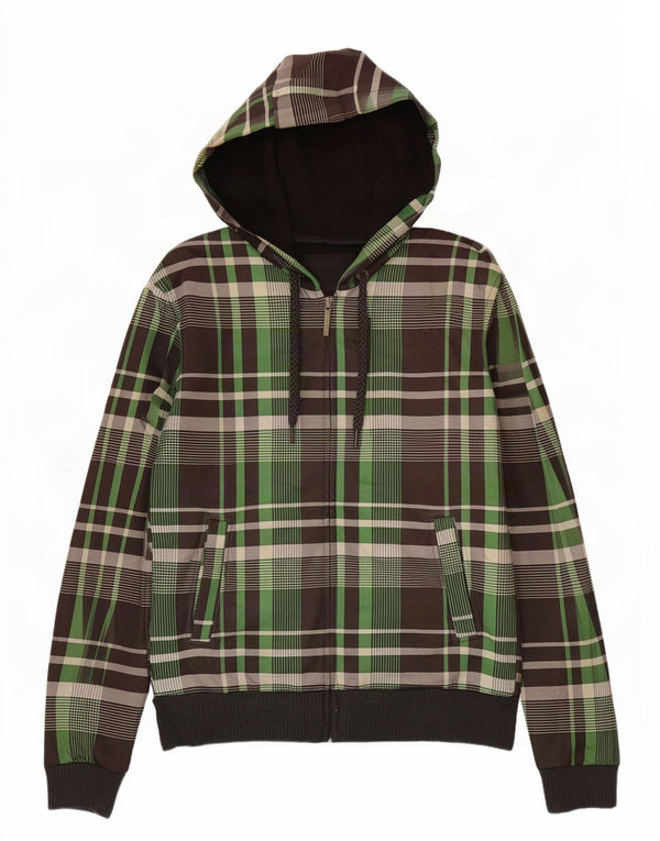 Zara Hombre Sudadera Con Capucha Y Cremallera Grande Poliéster A Cuadros Multicolor