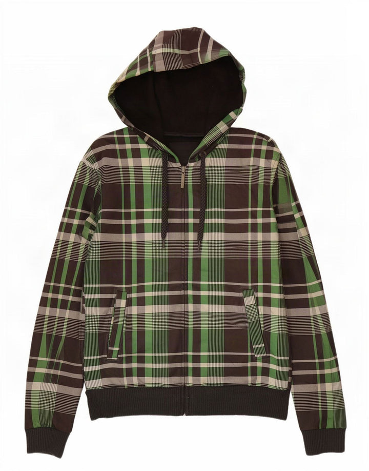 Zara Hombre Sudadera Con Capucha Y Cremallera Grande Poliéster A Cuadros Multicolor