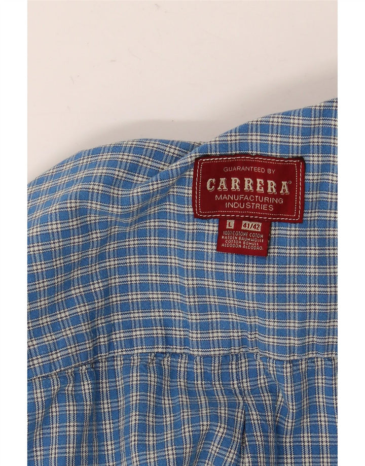 Carrera Camisa de franela para hombre Talla 41/42 Algodón a cuadros azul grande