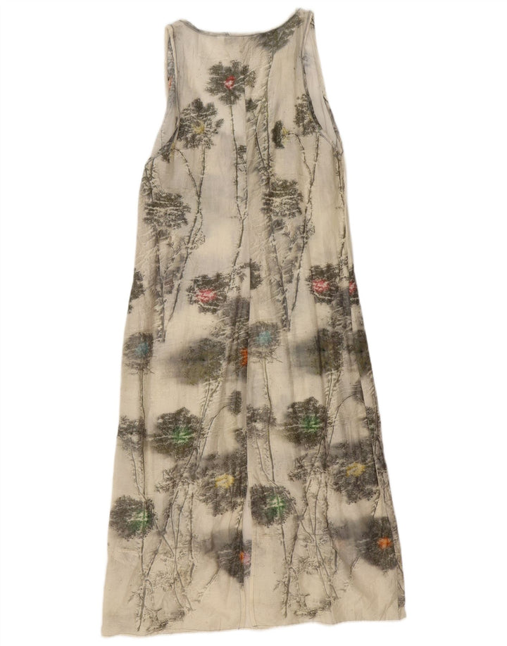 Zara Vestido Básico Sin Mangas para Mujer UK 40 Medio Algodón Floral Blanco Roto