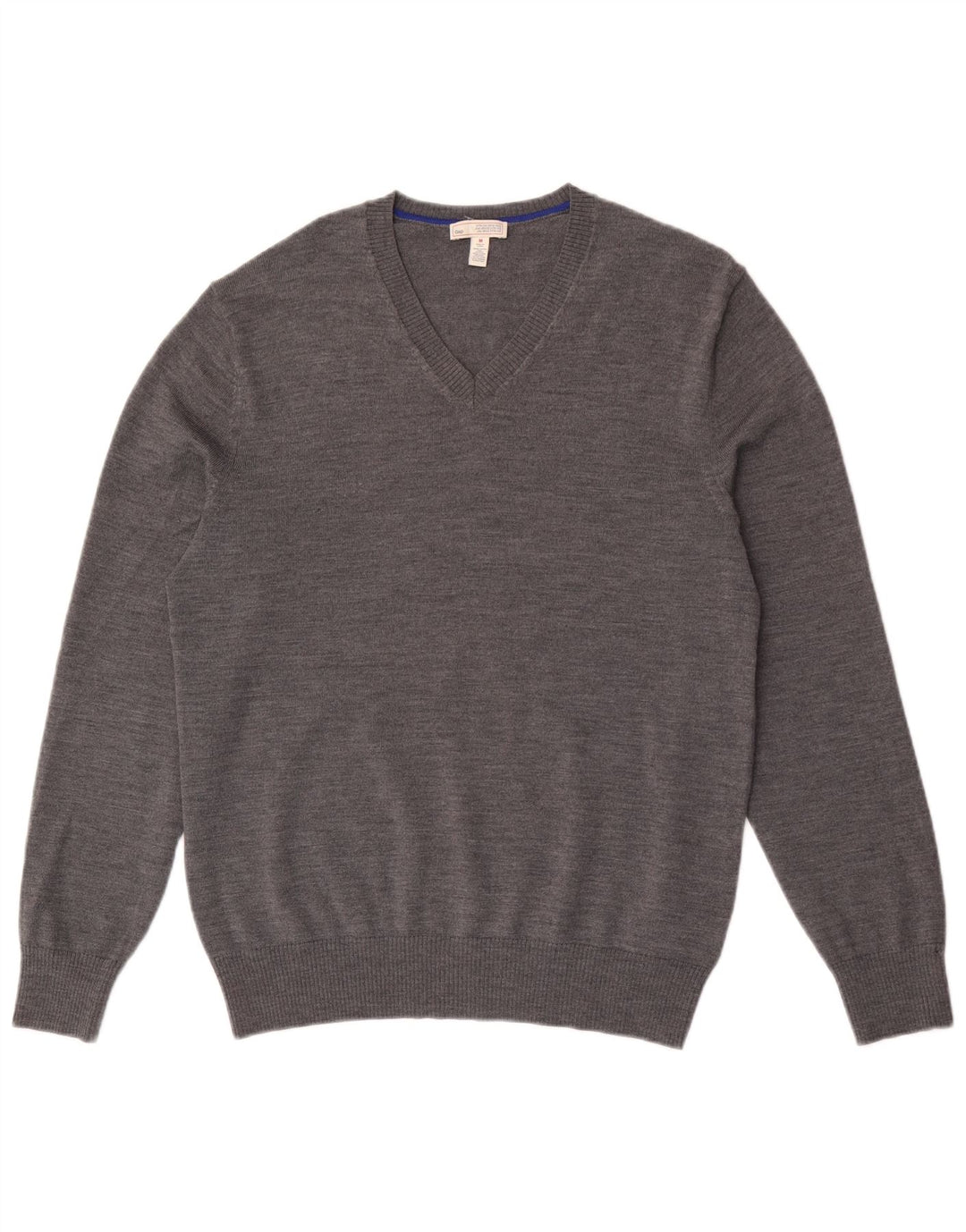 Gap Jersey con cuello en V para hombre de lana merino moteada en gris medio