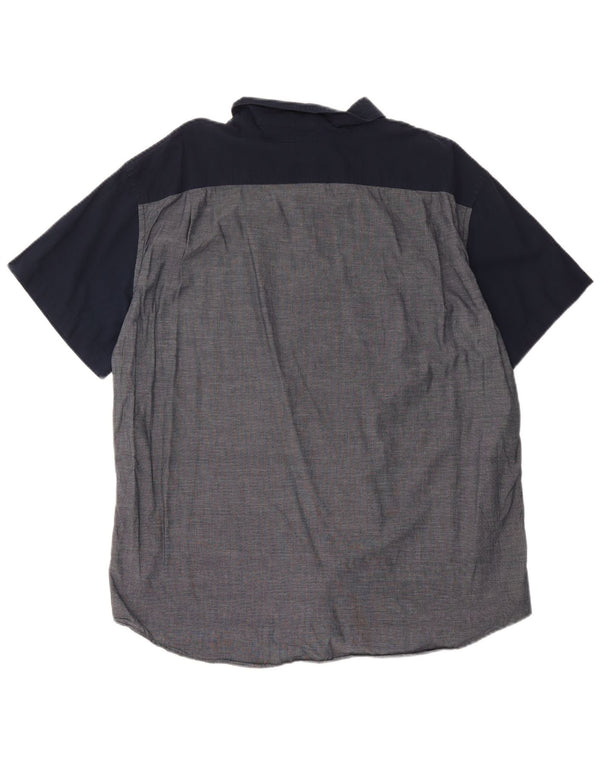 Eddie Bauer Camisa clásica de manga corta para hombre XL Algodón color block gris