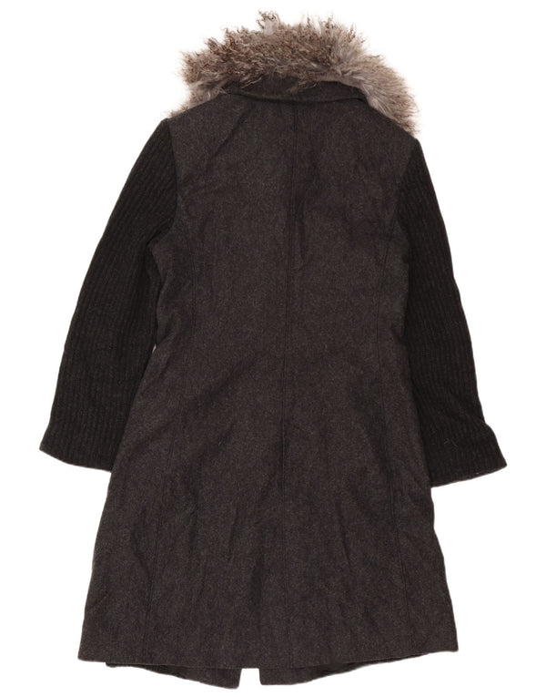 Misto Abrigo de punto para mujer UK 10 Small Grey Colourblock Wool