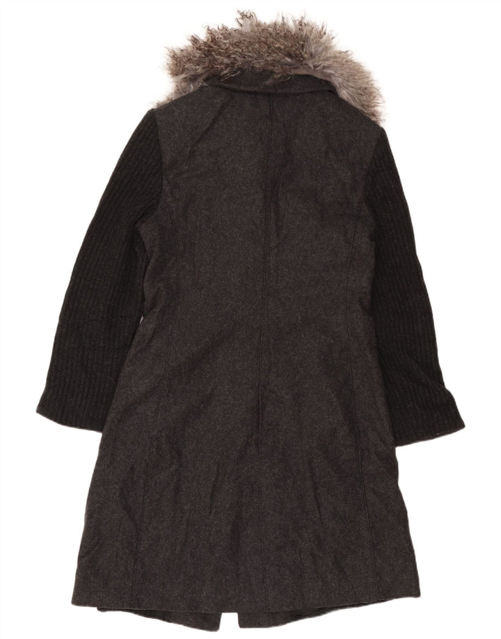 Misto Abrigo de punto para mujer UK 10 Small Grey Colourblock Wool
