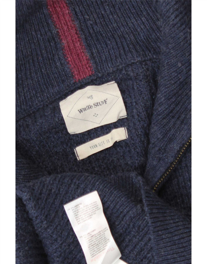 Jersey tipo jersey con cuello y cremallera para hombre de White Stuff XL de lana de cordero azul marino