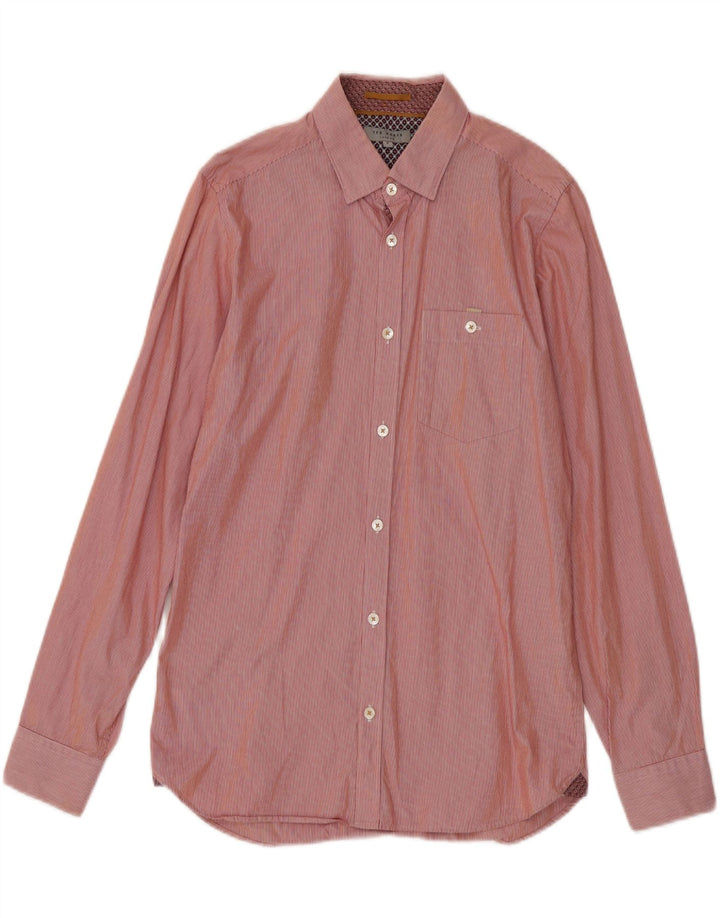 Ted Baker Camisa para hombre Talla 2 Pequeña Algodón a rayas rojas