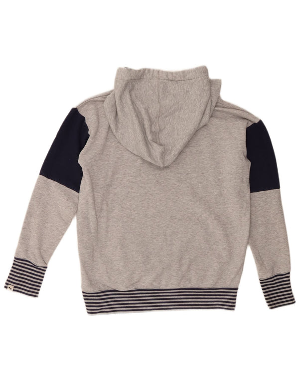 Puma Sudadera con capucha gráfica para mujer UK 12 Algodón gris medio con bloques de color