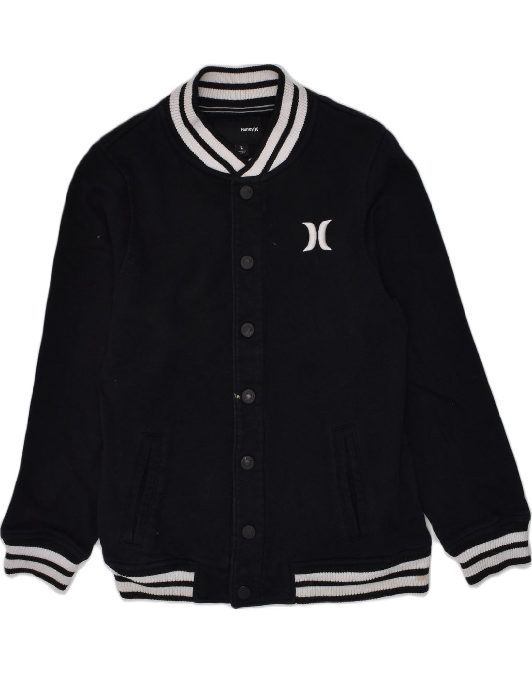 HURLEY Chaqueta universitaria gráfica para niños 11-12 años Grande Algodón negro